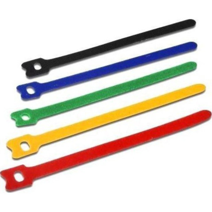 Велкро ленти, Techly, Найлон, 150x12 mm, Многоцветни, 10 бр.