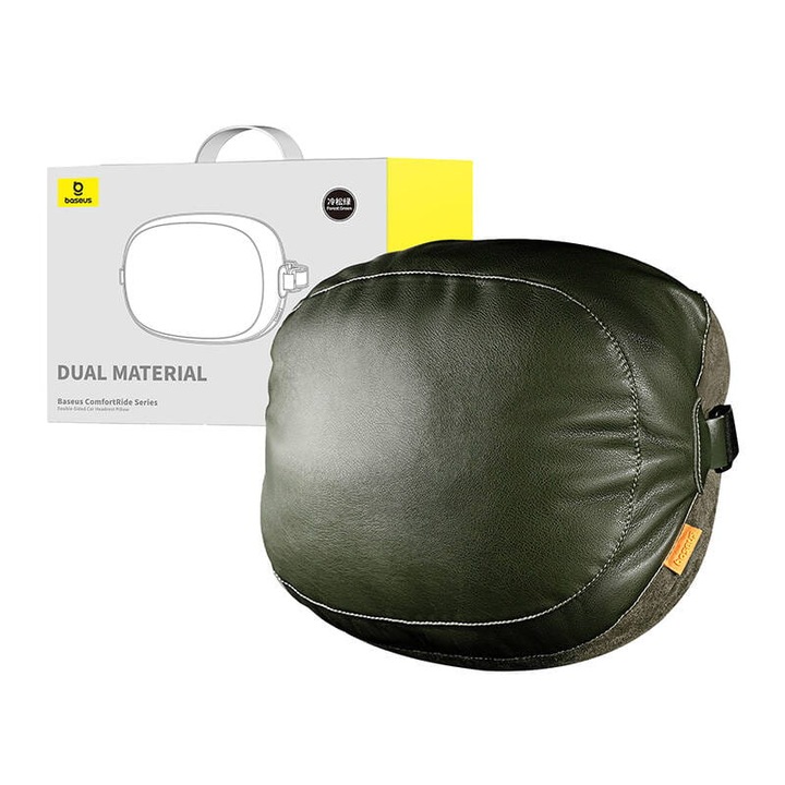 Възглавница за подглавник за кола, Baseus, полиестер, зелено