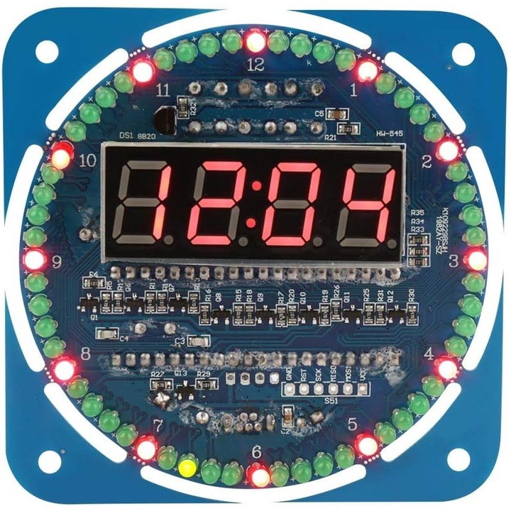 Комплект електронен часовник, QttvbTna, LED, 8.5x8.5cm, комплект