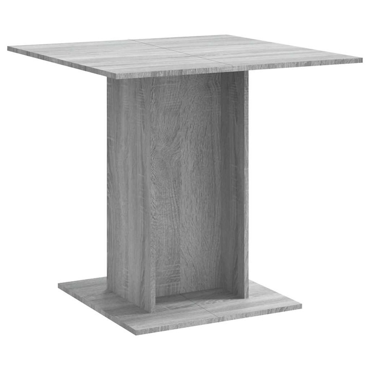 Трапезна маса vidaXL, сив сонома, 80x80x75 см, инженерно дърво, 17.6 Kg