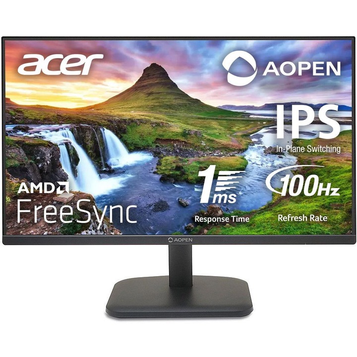 Монитор 23.8'' AOPEN 24CL1YEbmix, IPS, 1920 x 1080, VGA, 1 x HDMI 1.4, 1 x Audio Out, 1 x Audio In, Вградени високоговорители 2 x 2W