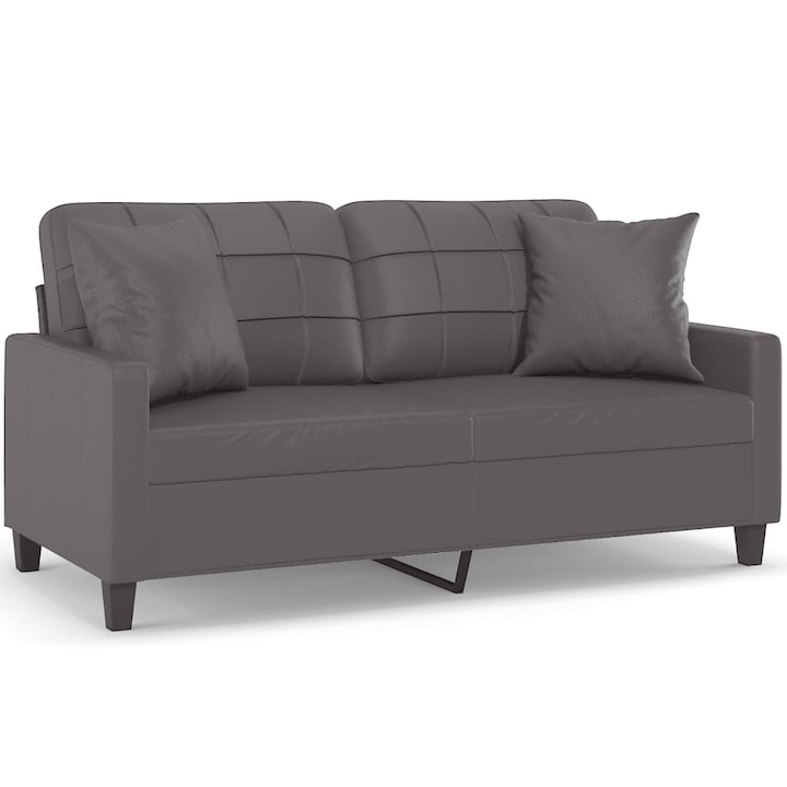 2-местен диван с декоративни възглавници vidaXL, Сив, 158 x 77 x 80 см, 22.8 kg