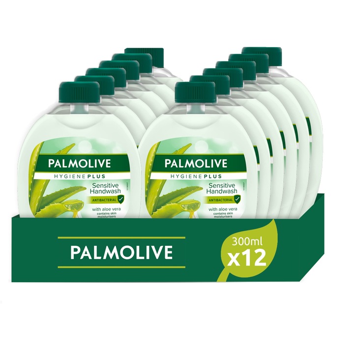 Комплект от 12 течни сапуна Reserve Palmolive Hygiene Plus Sensitive с екстракт от алое вера, 300 ml
