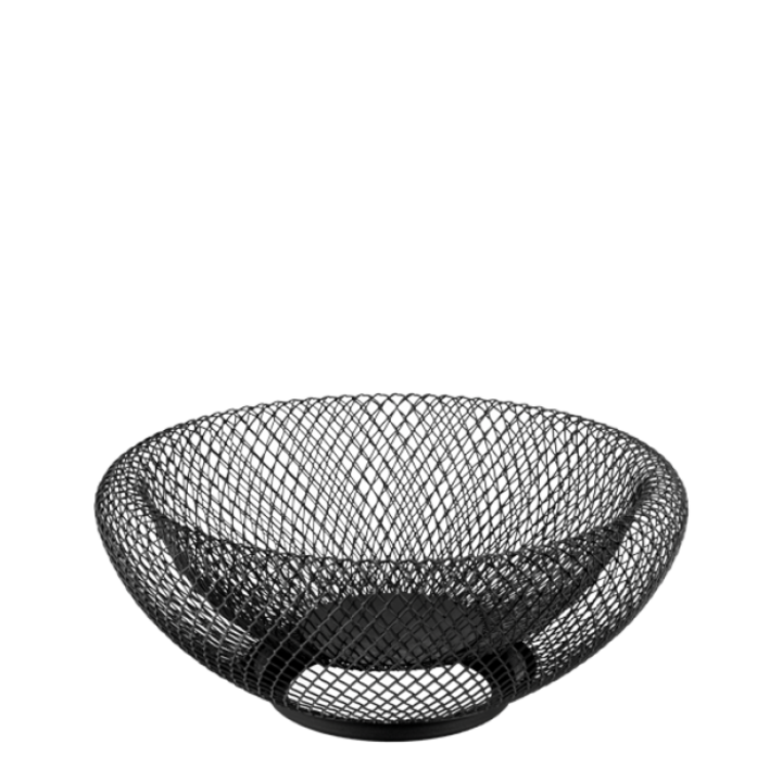 Cos pentru fructe rotund negru CULINARO WICKED, D30cm, plasa metal, cu pereti dubli