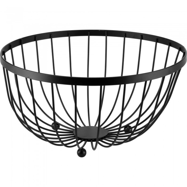 Fructiera rotunda neagra din metal CULINARO CHARM, D25xh14cm