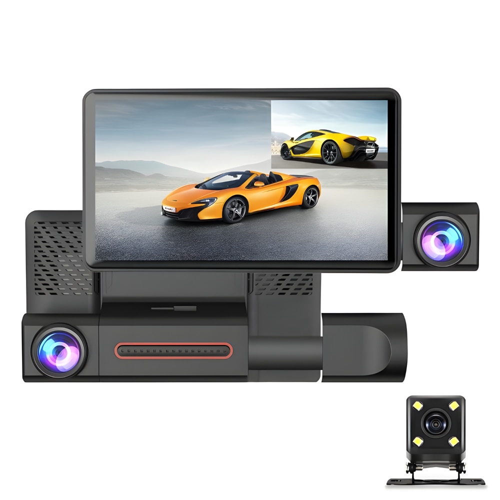 Camera auto de bord tripla MaGeCa®, Full HD 1080P, 3 camere, fata ...