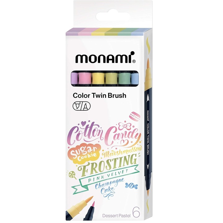 6 darab Marker készlet 2 véggel, Color Twin Brush Desert Pastel, MONAMI