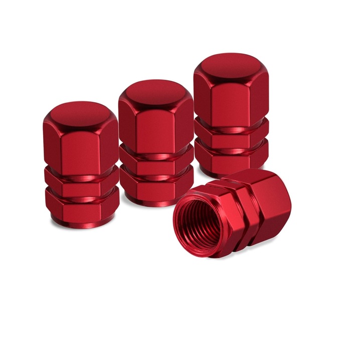 Set 4 capacele pentru ventil auto din aluminiu, rosu