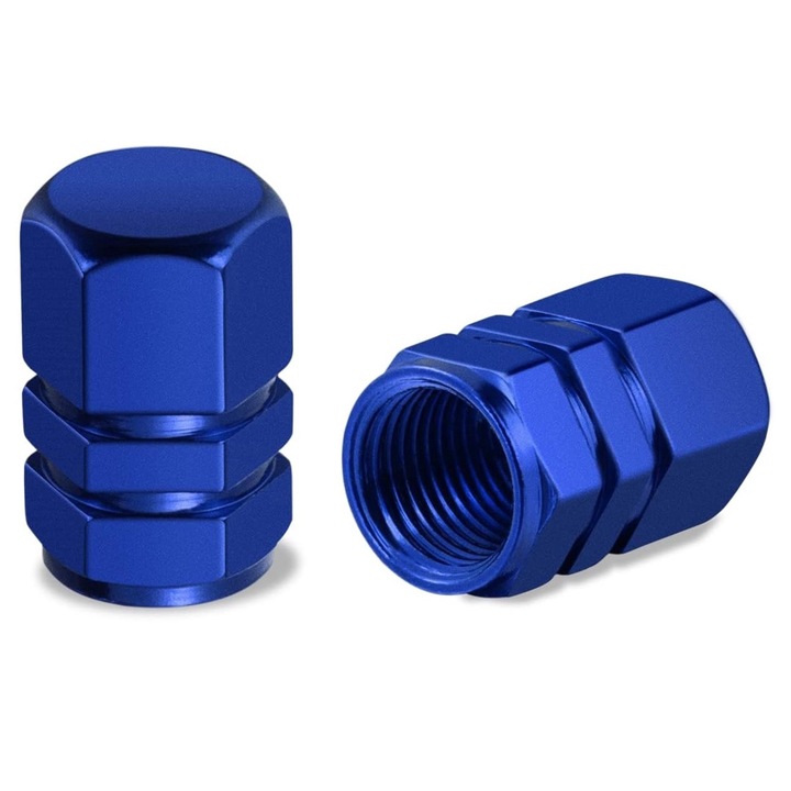 Set 4 capacele pentru ventil auto din aluminiu, albastru