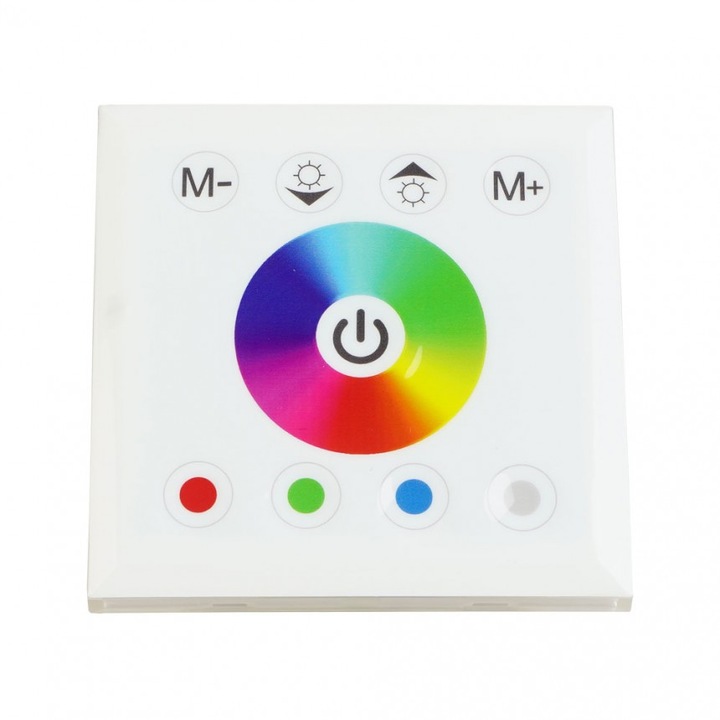 Fali érintővezérlő Lightex RGBW szalaghoz, DC, 12V-24V, 192W-384W, 4x4A, Fehér,