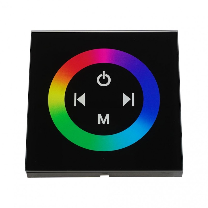 Fali érintővezérlő Lightex RGBW szalaghoz, DC, 12V-24V, 144-288W, 3x4A, Fekete