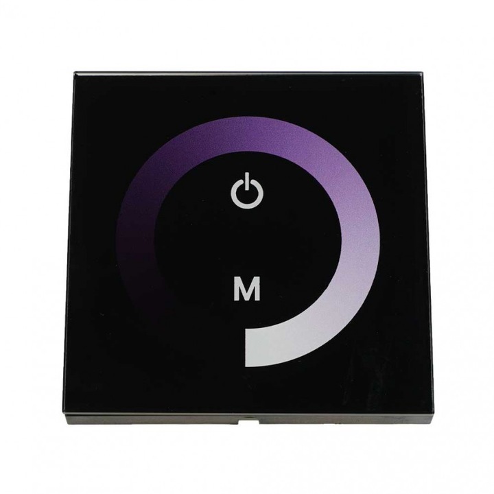 Touch контролер за вграждане в стена черен за едноцветна лента Lightex, DC, 12V-24V, 96W-192W, 4A