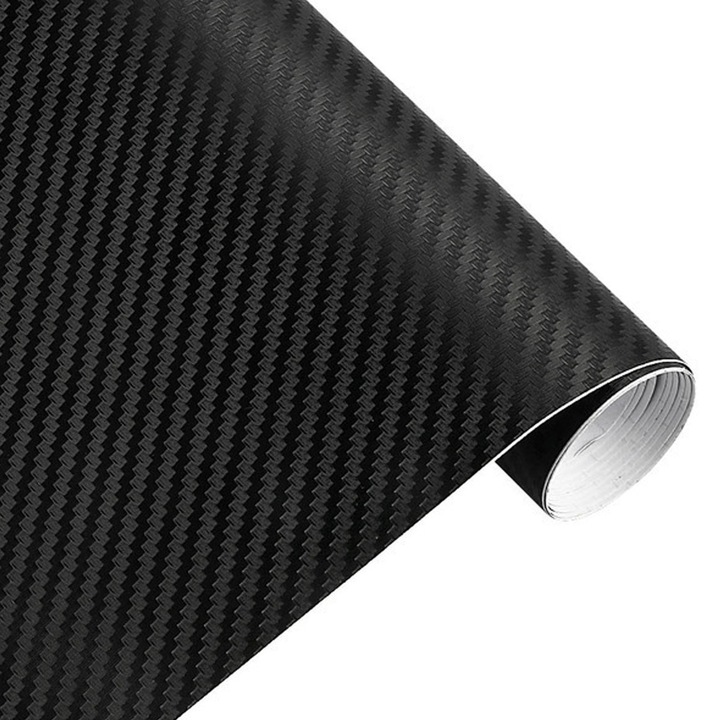 3D автомобилно карбоново фолио, Kravzite®, висока якост, водоустойчиво, термоустойчиво, 30 x 100 см, черно