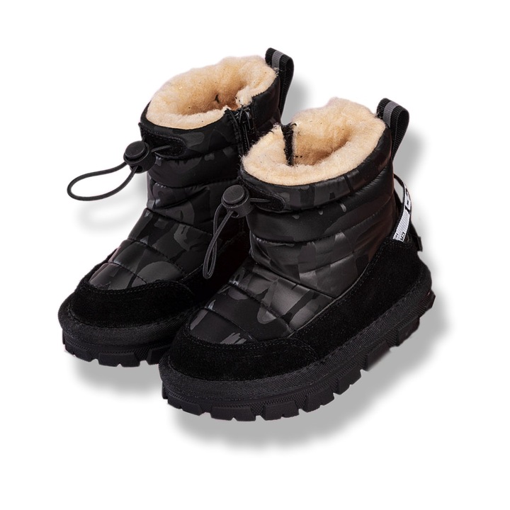 Cizme impermeabile piele intoarsa, Negru