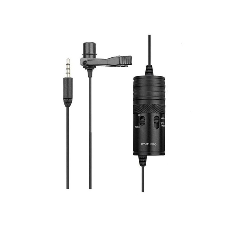 Lavaliera profesionala, Jack 3.5 mm, sistem de prindere clip-on, M1 Pro, cablu 6 m, Negru