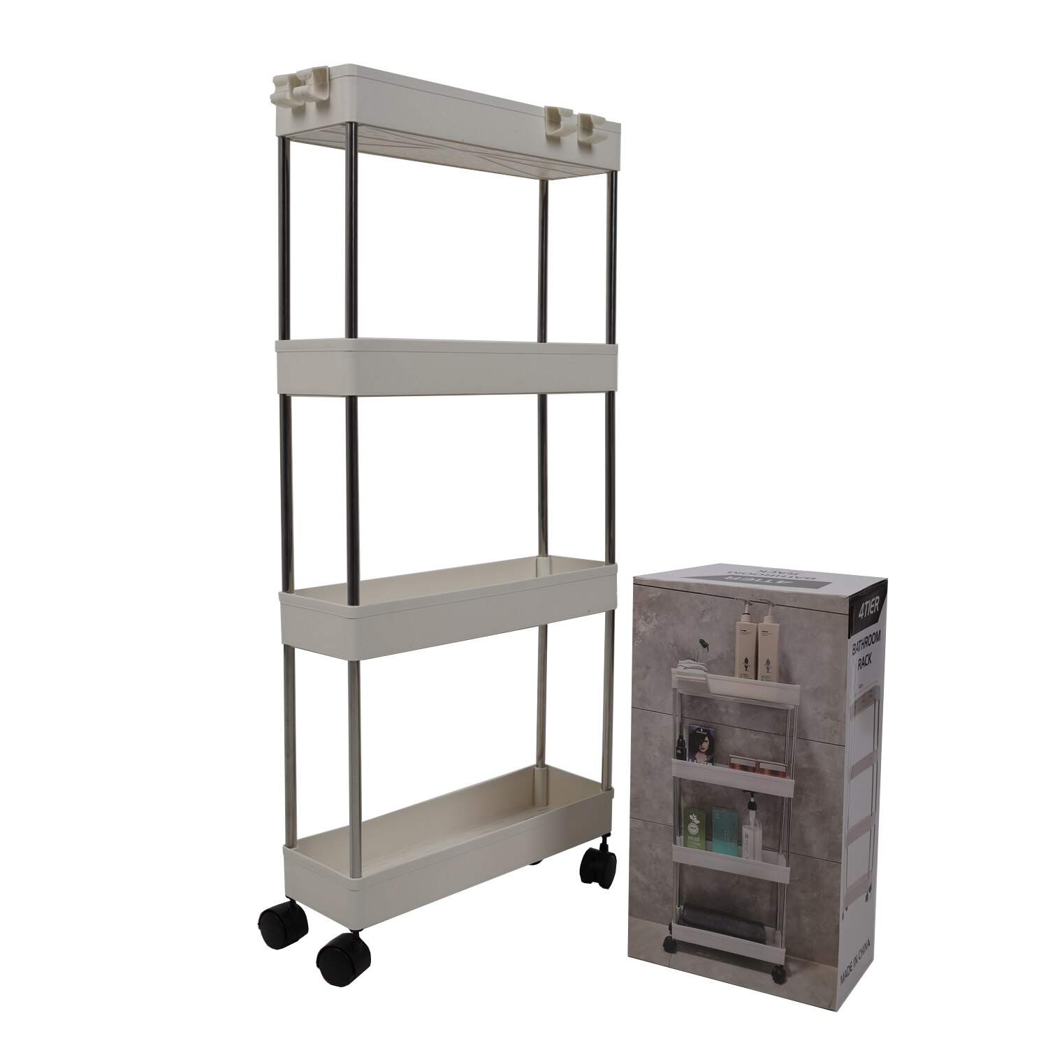 Raft modular cu 4 etaje si roti, pentru spatii inguste, dreptunghiular ...