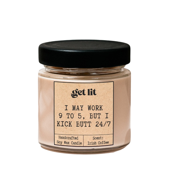 Ароматизирана свещ от соев восък Get Lit, 9 to 5, Irish Coffee, 180g