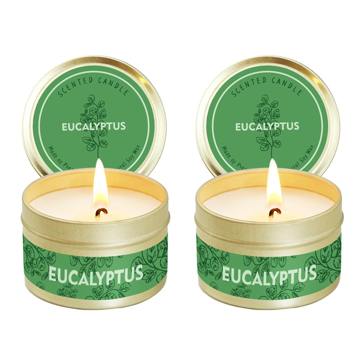 Комплект от 2 ароматизирани свещи QttvbTna, соев восък, натурален аромат