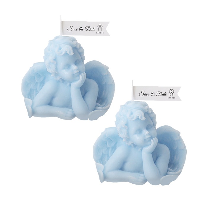 Комплект от 2 ароматизирани свещи във формата на ангелско крило, QttvbTna, декоративни, соев восък