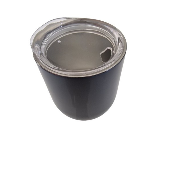 Termosz bögre kávéhoz, teához, Frandis, dupla falú, rozsdamentes acél/polipropilén, 340 ml, fekete, átlátszó fedél, 160157-N