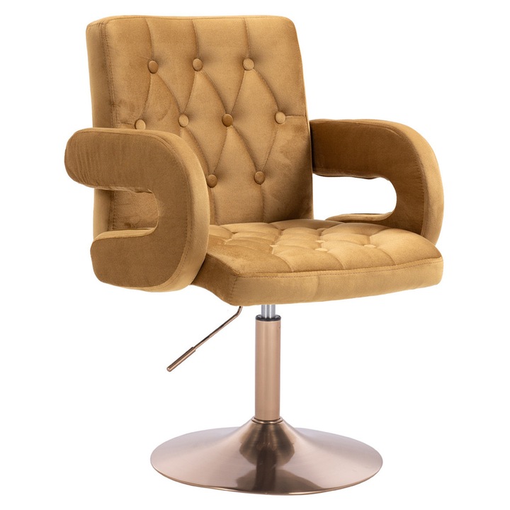 Scaun de birou, Votana, HR8404N, Catifea, Baza Aurie, Galben Miere