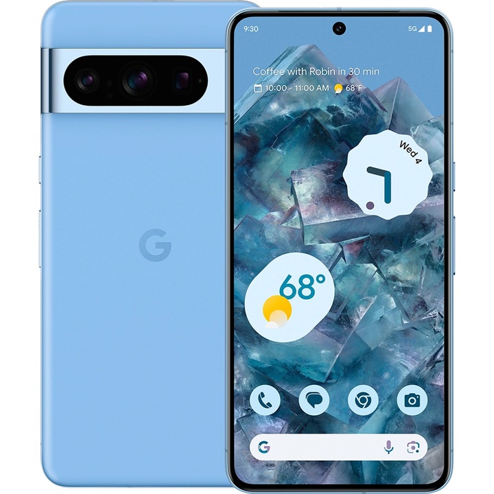 Мобилен телефон Google Pixel 8 Pro, 128 GB, 12 GB RAM, 5G, две SIM карти, лазурно синьо