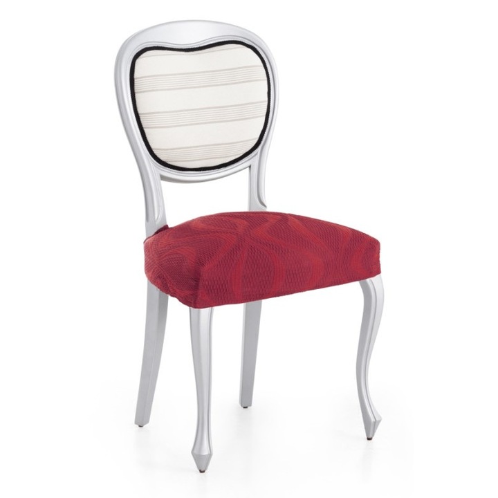 Set 2 huse scaun elastice sezut, jacquard, 40-50 cm, Eysa, Iria, C8 Bordo