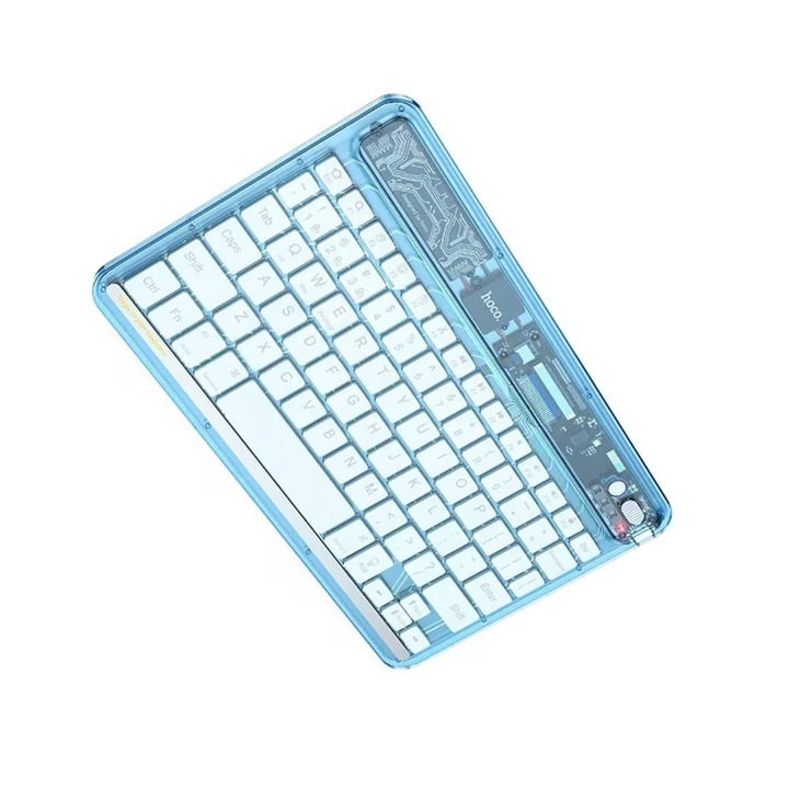 Tastatura wireless iluminata LED, Discovery Edition, 500 mAh, culoare blue ice