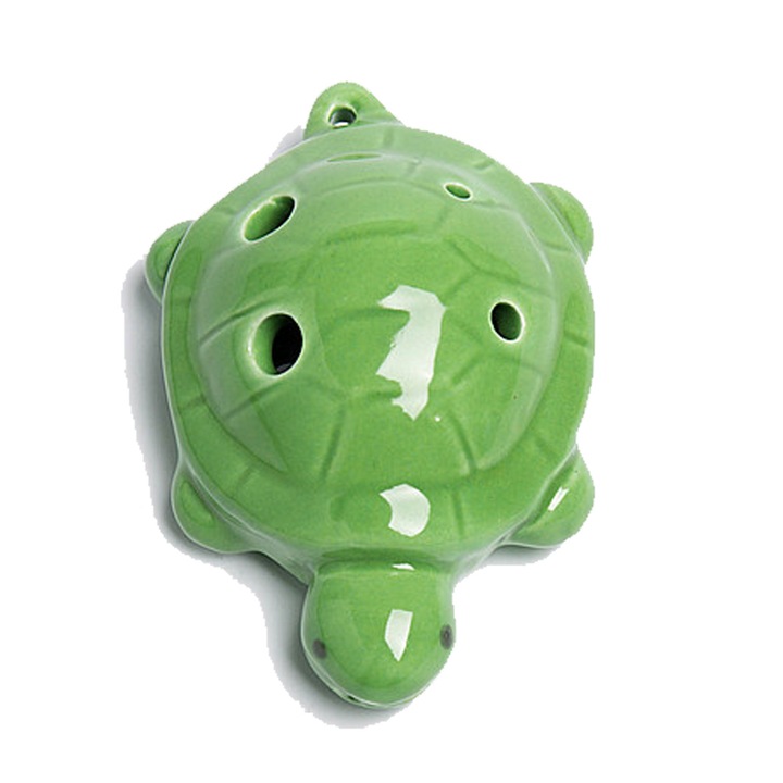 Ocarina 6 lyuk, AMRINUGL, teknős alakú, ergonomikus kialakítás, érzékeny hangzás, hordozható, smaragdzöld