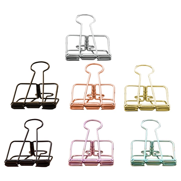 Комплект 7 офис щипки, longziming, Metal, Multicolor, 5.7x3.3 cm