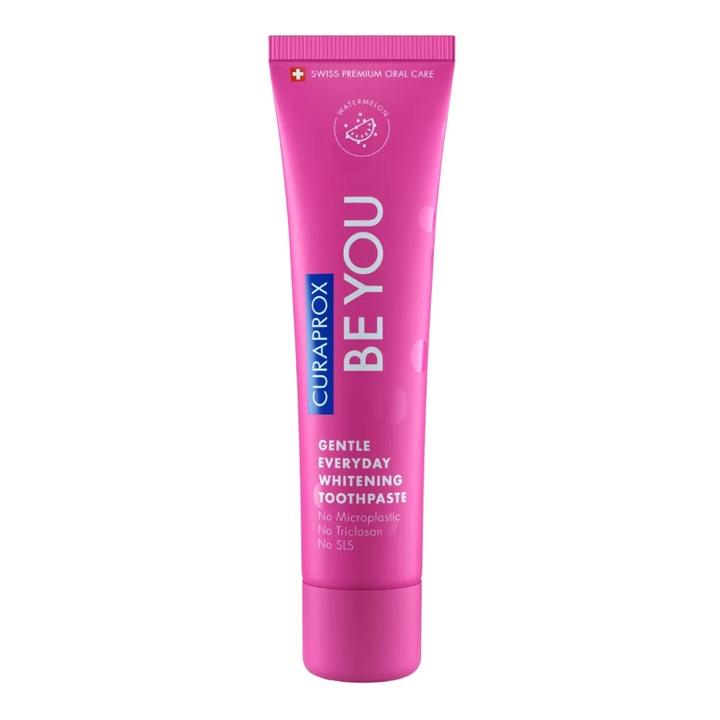 Fogkrém, Curaprox, BeYou, fogszuvasodás ellen, SLS-mentes, görögdinnye ízű, fluoriddal, 60 ml