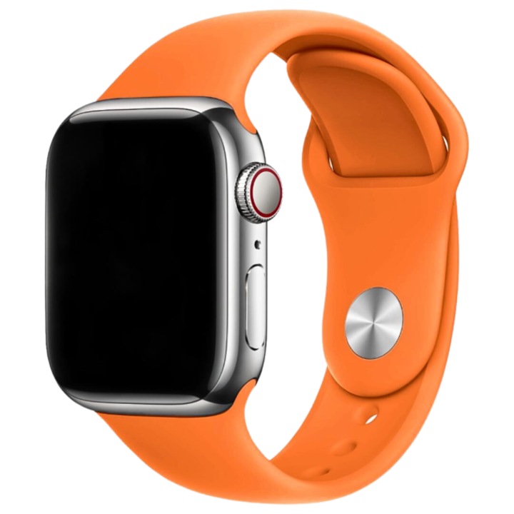 Curea din silicon, compatibila cu Apple Watch 2/3/4/5/6/7/8/9/10 42mm/11 42mm/SE, 38/40/41/42mm Seria 10/42mm Seria 11 S/M, Light Orange