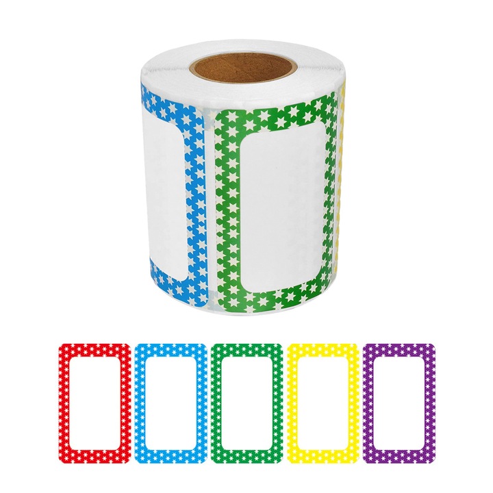 Etichete autocolante cu nume colorate, stil stea, pentru birou