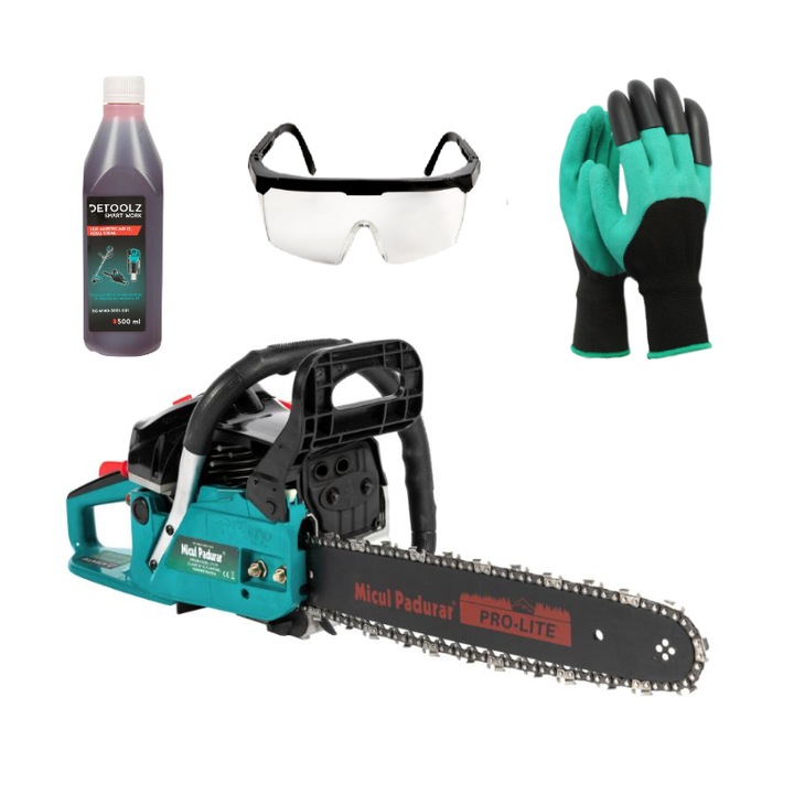 Drujba pe benzina MP, pornire rapida, 2 Lame, 2 Lanturi, 52CC, 2.7 CP, 10 accesorii