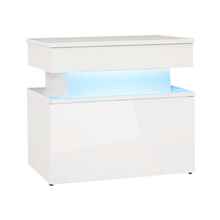 Noptiera 1S Lestirola cu LED, MIRJAN24, alb, 55x39x51 cm