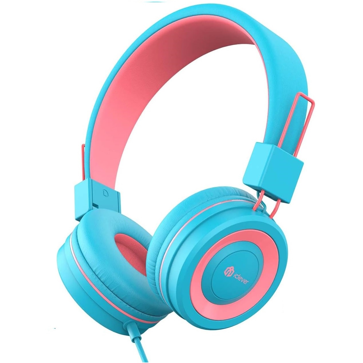 Casti, iClever, HD stereo, 40mm drivere, jack 3.5mm, microfon incorporat, pentru copii, turcoaz