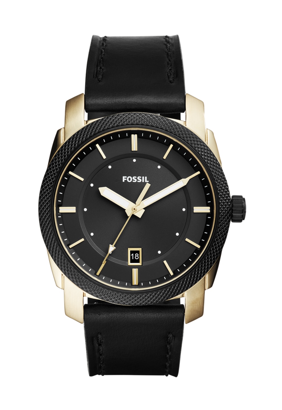 Fossil Ceas negru cu o curea de piele