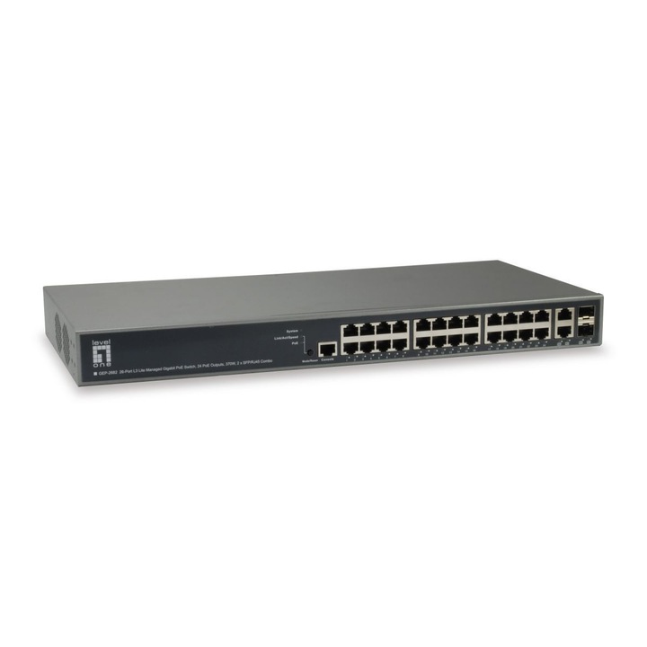 LevelOne GEP-2682 TURING 26-Port L3 Lite Managed Gigabit PoE Switch, Switch