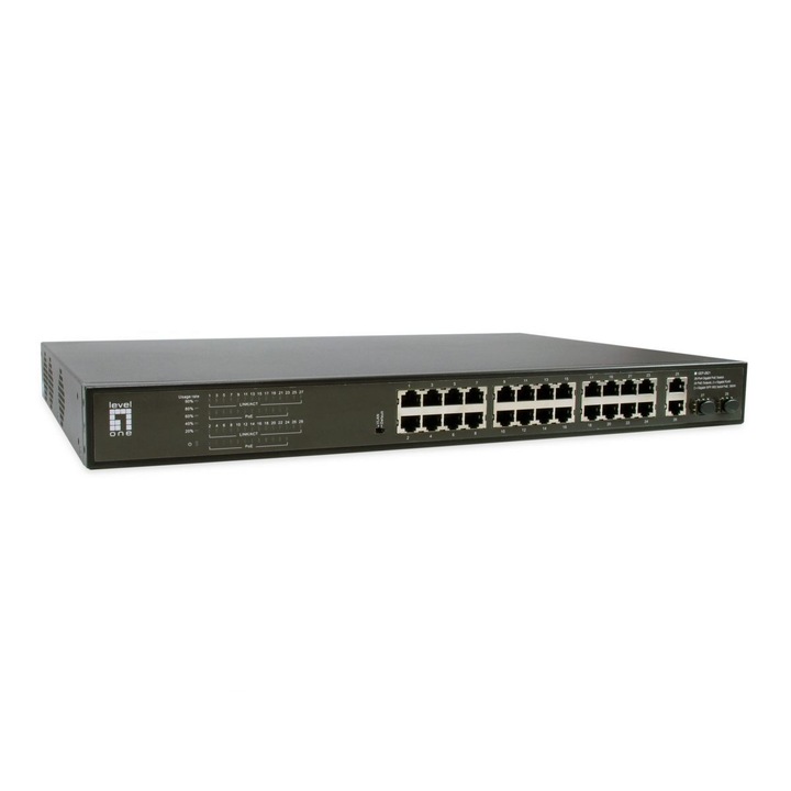 LevelOne GEP-2821 Gigabit PoE Switch 28 порта, 24 PoE изхода, 197566