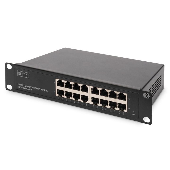 Switch Gigabit Ethernet, Digitus DN-80115, 16 porturi, DN-80115, Negru