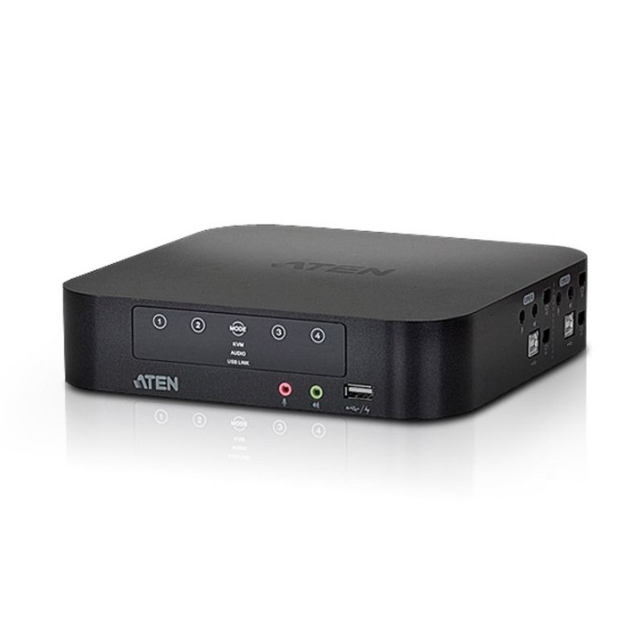 Mini DisplayPort/Audio, ATEN, 4-Port USB, Dual Display, KVMP Switch + Cable, Negru