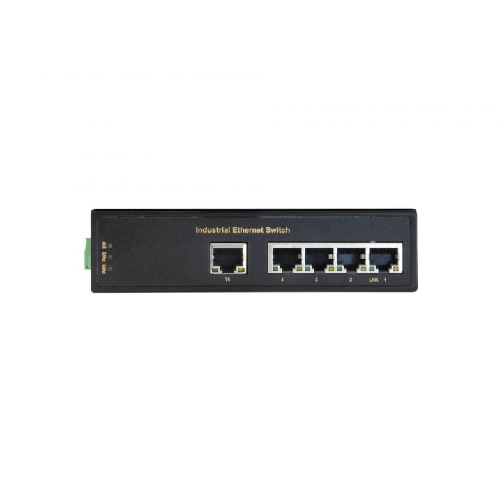 Switch industrial, LevelOne, 5 porturi, Fast Ethernet, Negru