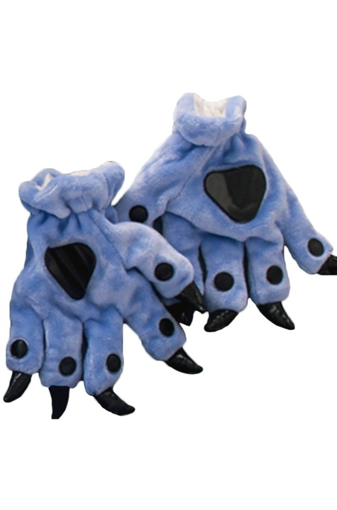 Manusi pufoase model cu gheare Universala, Albastru