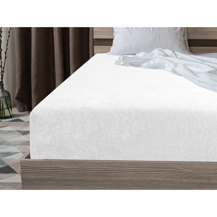 Cearsaf Frotir cu elastic 90x200 cm alb
