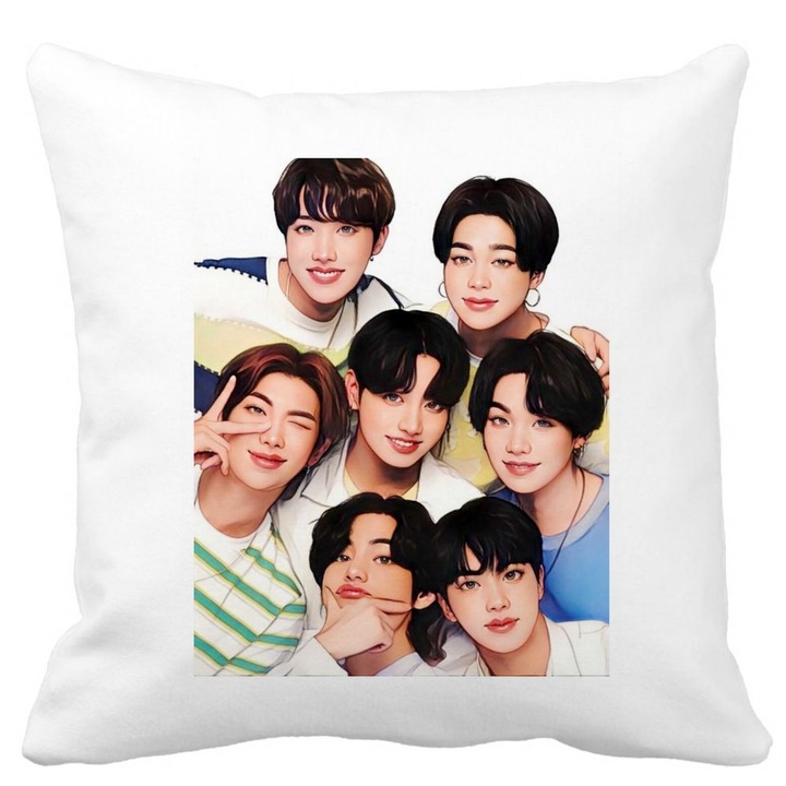 BTS dekoratív párnahuzat, Model 1, 40x40 cm, fehér, matt