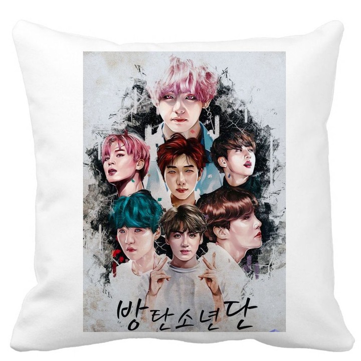 Fata de Perna Decorativa BTS Army, 40x40 cm, Alba, Mata