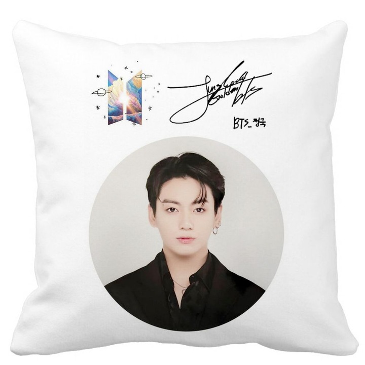 BTS V dekoratív párnahuzat, 40x40 cm, fehér, matt