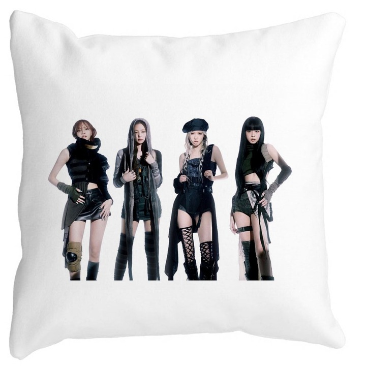 BlackPink dekoratív párnahuzat, 4-es modell, 40x40 cm, fehér, matt