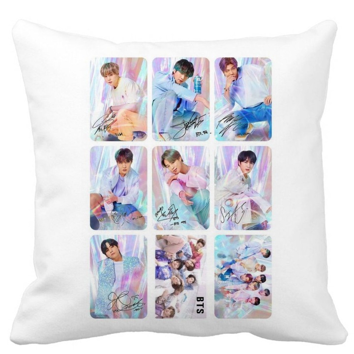 Dekoratív párnahuzat BTS Army 5, 40x40 cm, fehér, matt