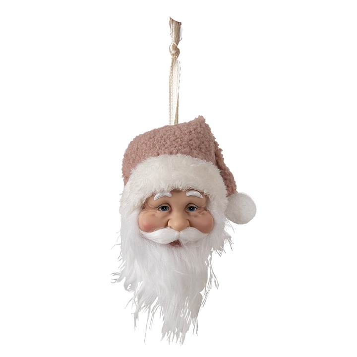 Set 6 ornamente brad Mos Craciun roz alb 10x9x28 cm